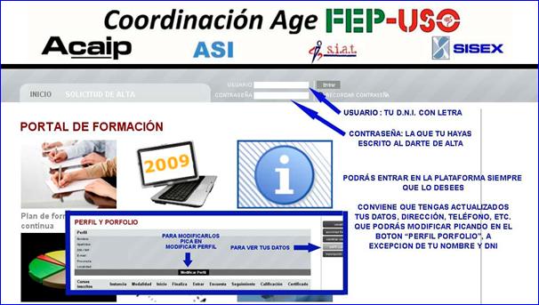 entrar portal una vez inscrito, modif datos reducido